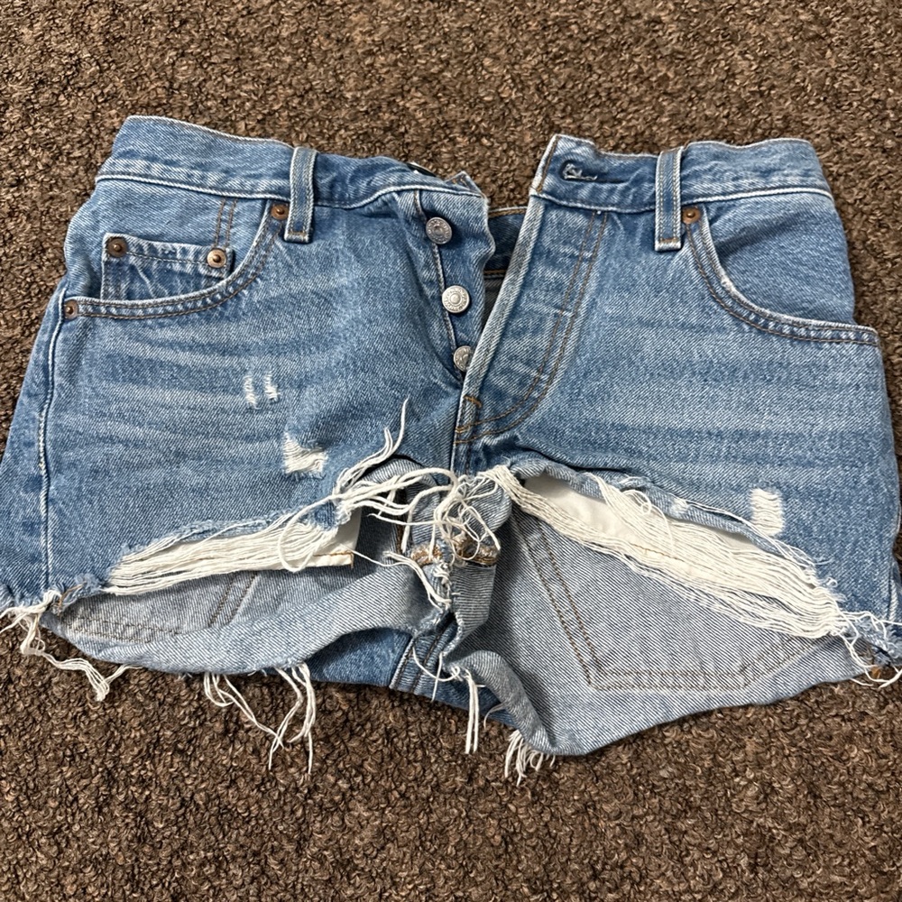 Levi's Light Blue Distressed Jean Shorts